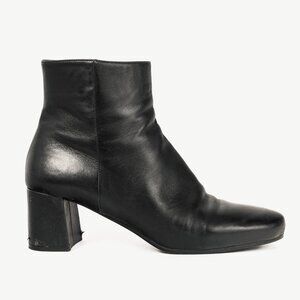 Prada Black Leather Block-Heel Ankle Boots